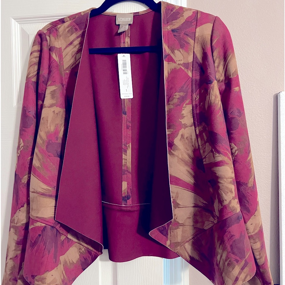 Chico’s Brand NWT Faux Suede Peplum Jacket Size 1